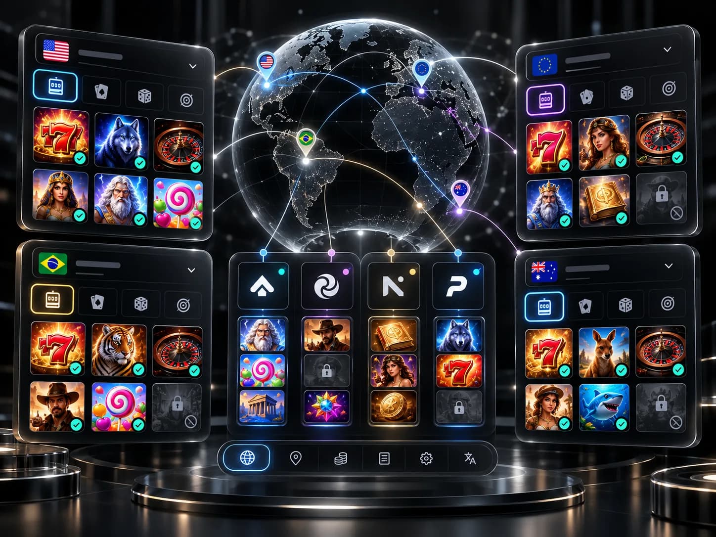 Comparison illustration for casino game libraries in different countries