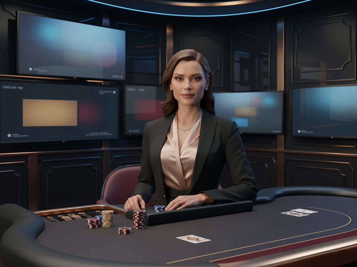 Live dealer casino studio and gameplay research artwork