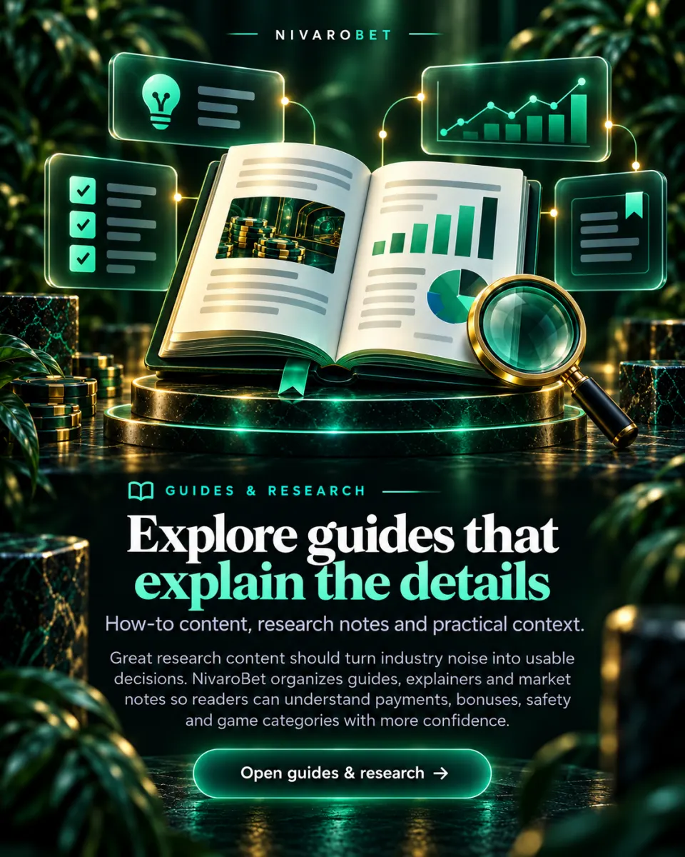 NivaroBet guides and research visual with an open research book, charts and evidence panels